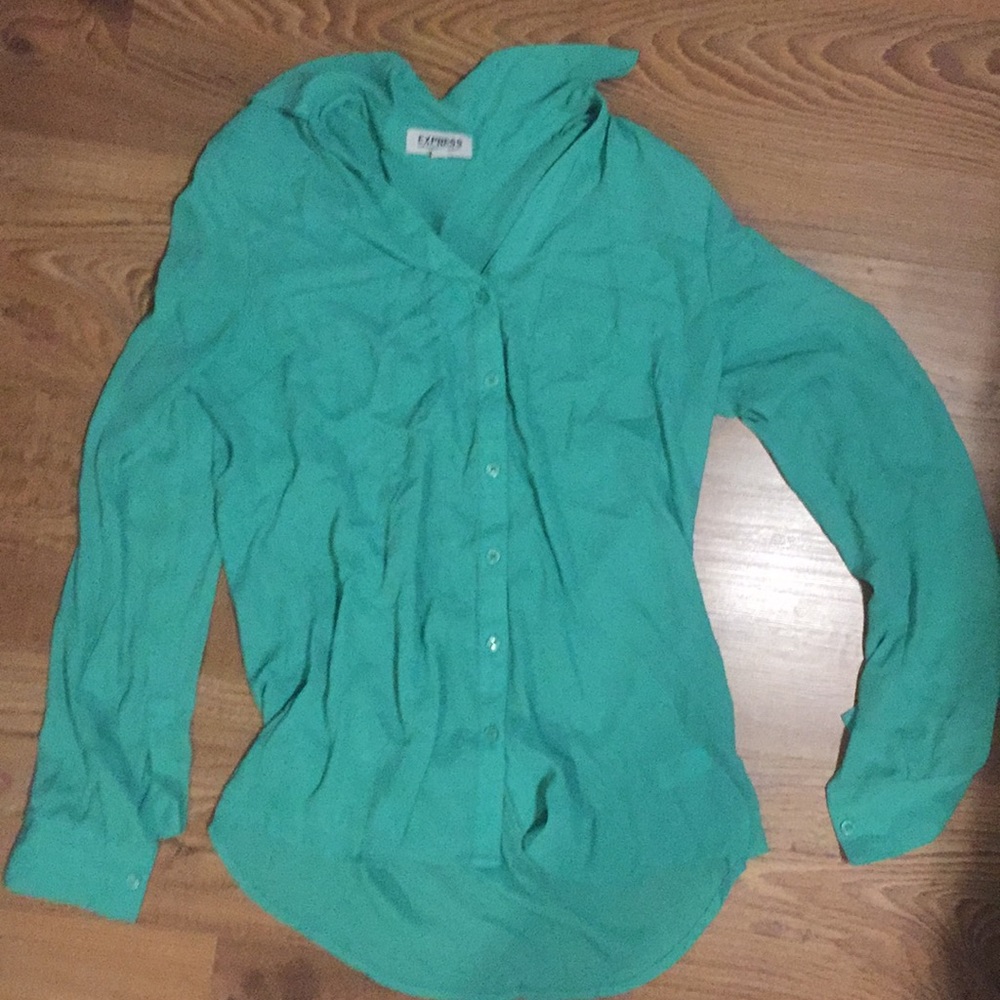 Express Mint Button Down Blouse - image 1